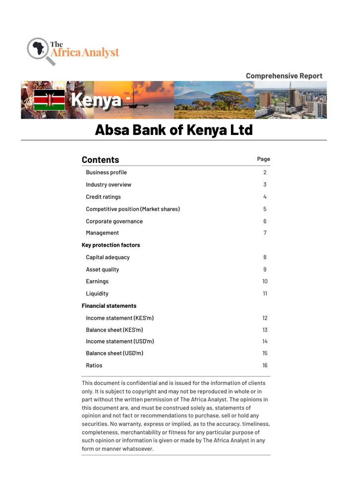 Cover of a sample Comprehensive Report