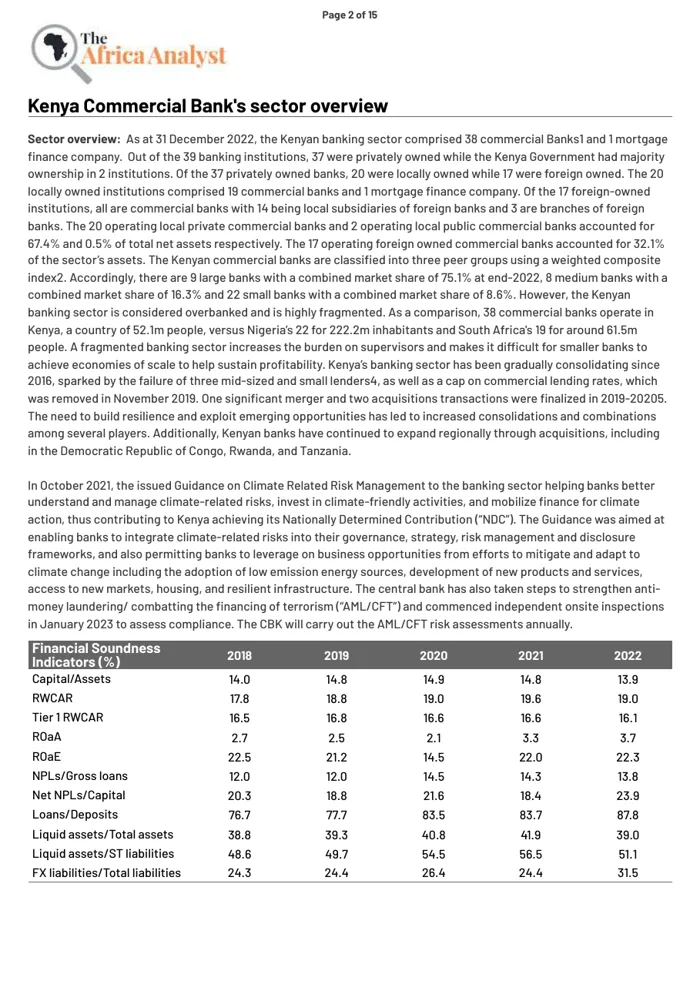 Inside page of a sample Sector Report
